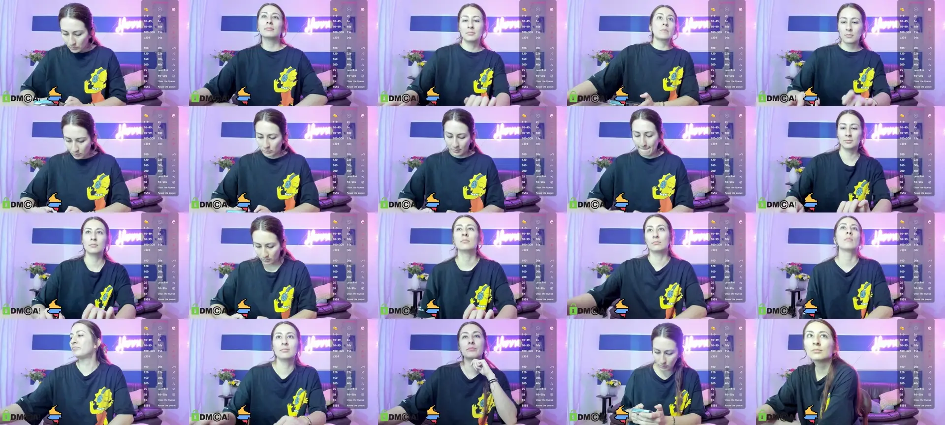 HannaCamgirl photo contact sheet