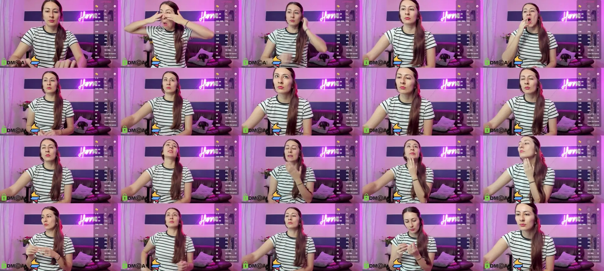 HannaCamgirl photo contact sheet